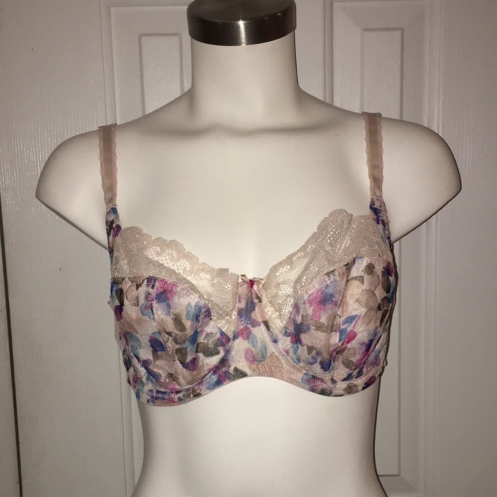 Panache  brand floral pink bra 38DD NWOT